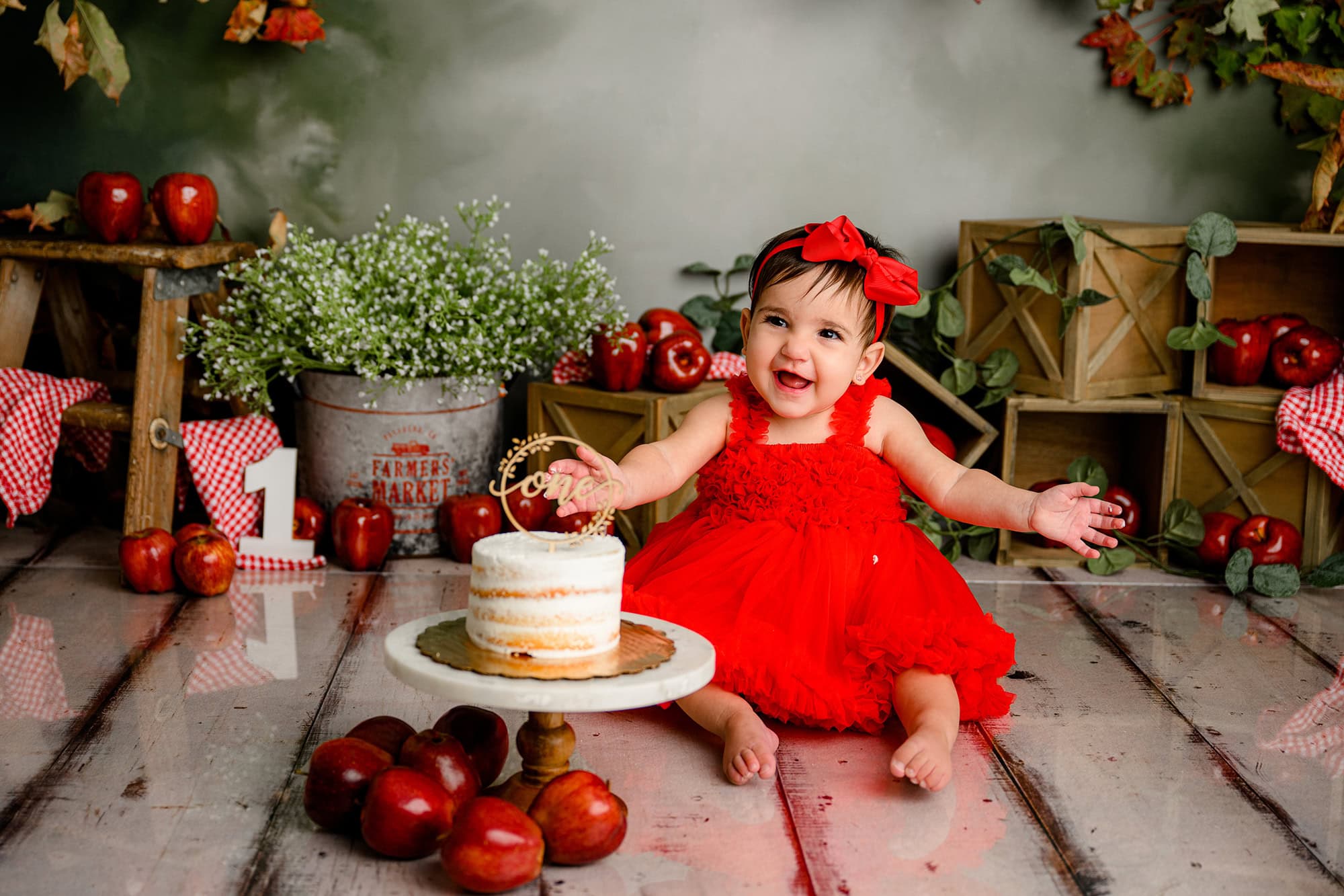 cake smash theme idea for apple of my eye birthday girl