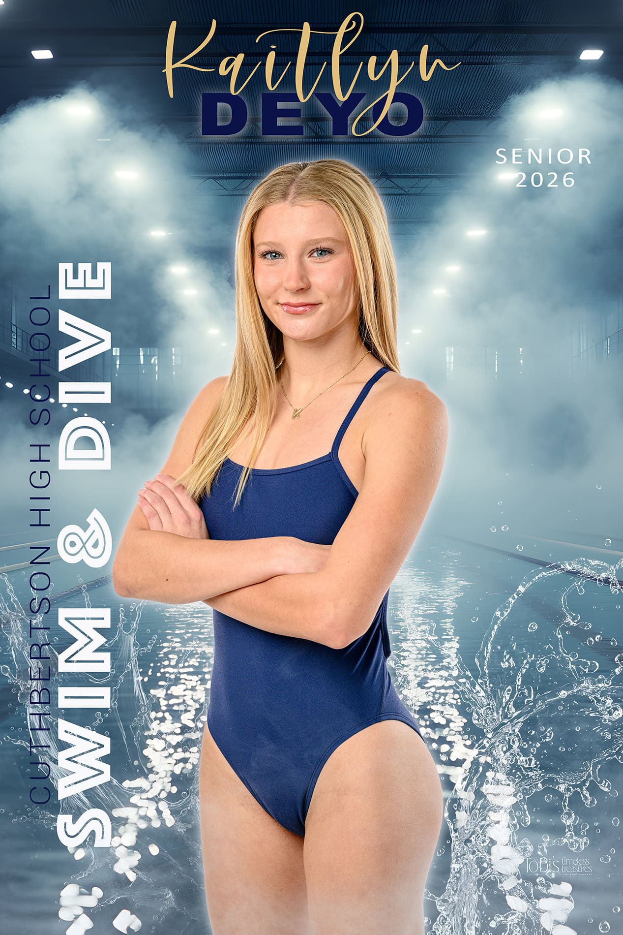 Charlotte senior sports banner for swim team at cuthbertson high school