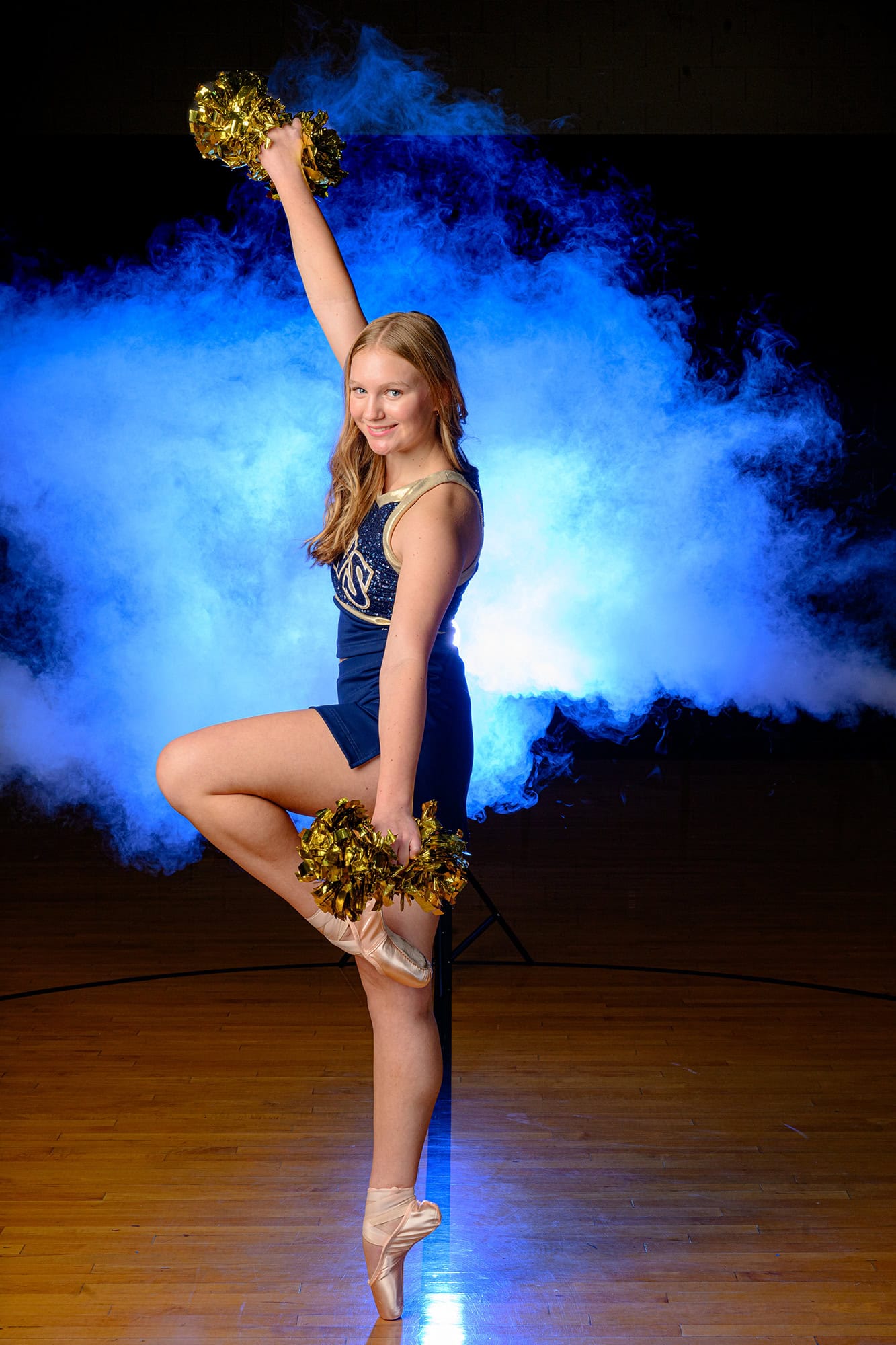 Dance team media day photo of CHS dancer wearing pointe shoes